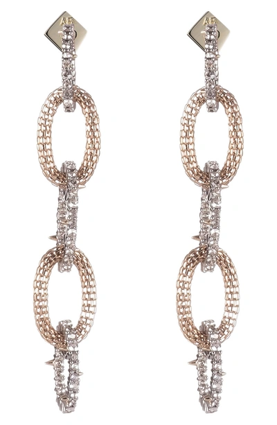 Shop Alexis Bittar Crystal Encrusted Chain Drop Earrings In Two Tone