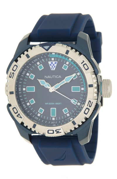 Nautica Tarpoon Dive Silicon Strap Watch, 45.5mm In Blue | ModeSens