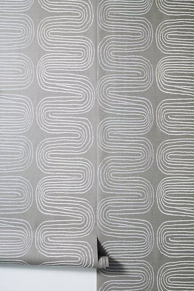 Shop Anthropologie Zephyr Abstract Stripe Wallpaper In Brown