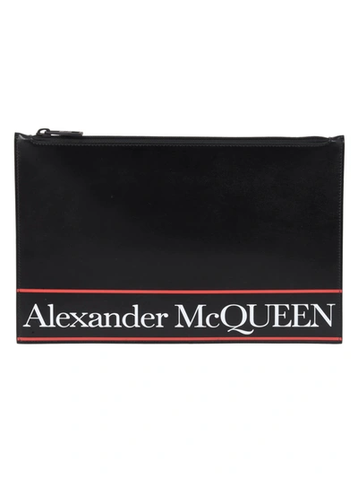 Shop Alexander Mcqueen Logo Print Clutch In Black/red