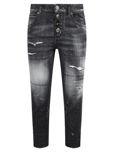 Shop Dsquared2 Cropped Jeans In Black