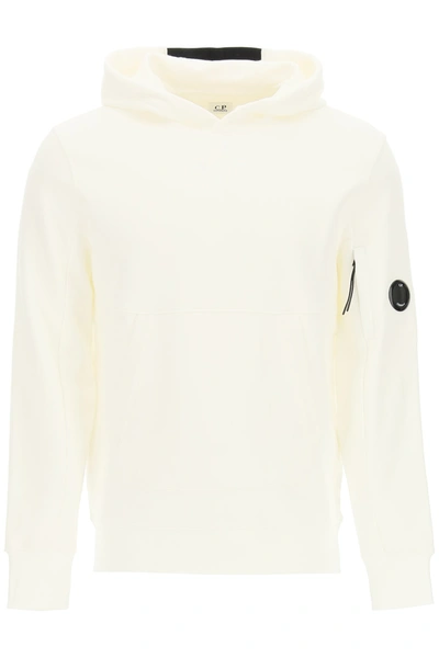 Shop C.p. Company Diagonal Raised Fleece Hoodie In Gauze White (white)