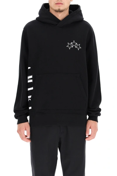 Shop Amiri Full Zip Hoodie With Crackled Logo In Black (black)