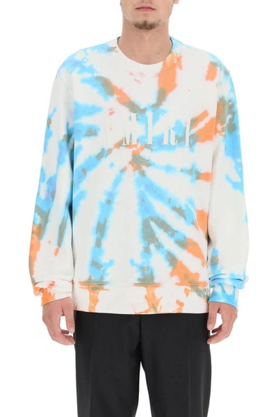 Shop Amiri Tie Dye Core Logo Sweatshirt In Surf Blanc (white)