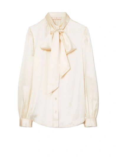 Shop Tory Burch Blouse In Ivory Silk In New Ivory
