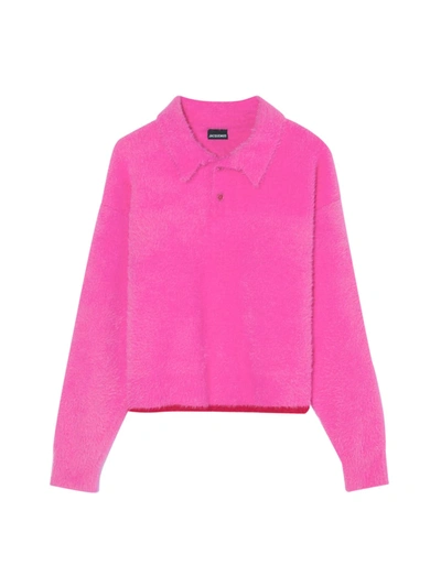 Jacquemus Le Polo Neve Textured Jumper In Pink Pink