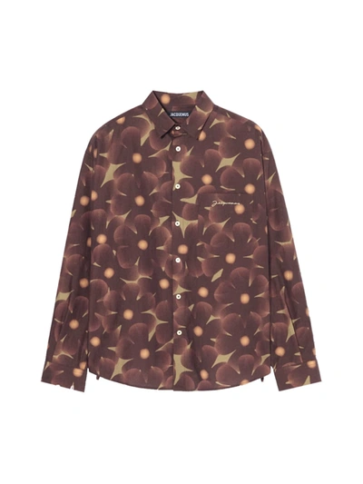 Shop Jacquemus La Chemise Simon In Print Camo Flowers Print Camo Flowers