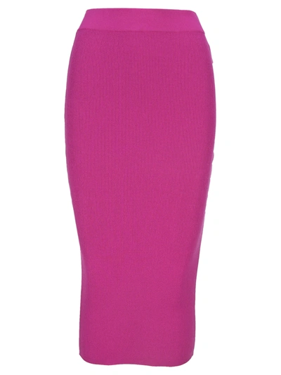 Shop Tom Ford Fine Cashmere Silk Rib Midi Skirt In Fucsia