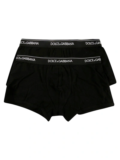 Shop Dolce & Gabbana Waist Logo Classic Boxer Shorts In Nero