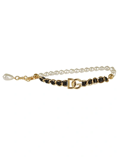 Shop Dolce & Gabbana Logo Plaque Chain Bracelet In Oro
