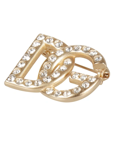 Shop Dolce & Gabbana Logo Embellished Brooch In Oro