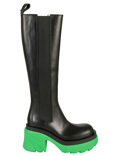 Shop Bottega Veneta Flash Over-the-knee Boots In Black Grass
