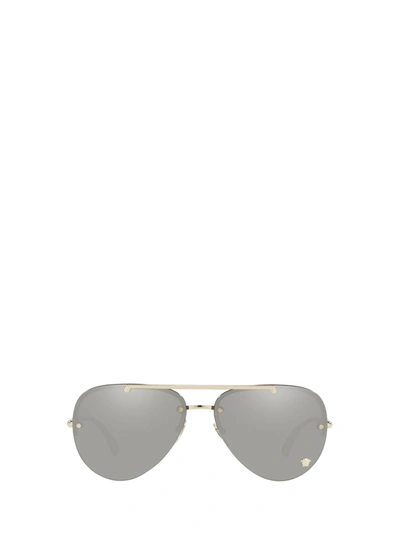 Shop Versace Ve2231 Pale Gold Sunglasses