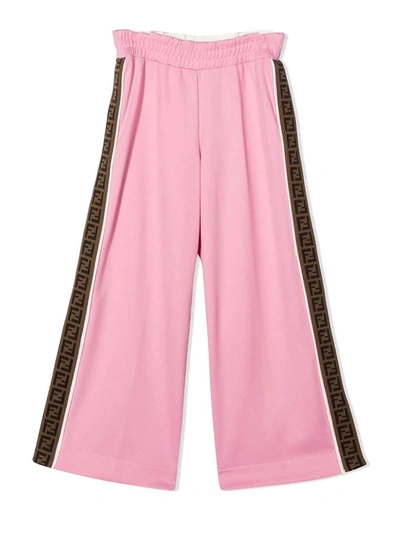 Shop Fendi Ff Trim Trousers In Rosa