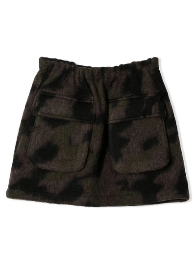 Shop Douuod Green Camouflage Print Skirt