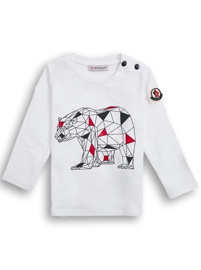 Shop Moncler Long Sleeved Shirt With Print In White