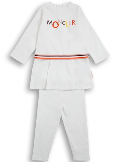 Shop Moncler White Cotton Coordinated Suit With Logo