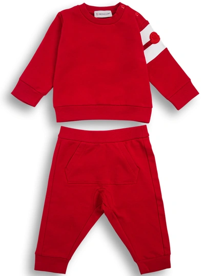 Shop Moncler Coordinated Red Cotton Suit With Logo