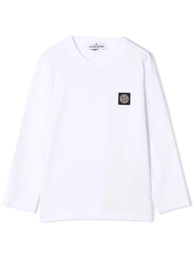 Shop Stone Island White Cotton T-shirt In Bianco