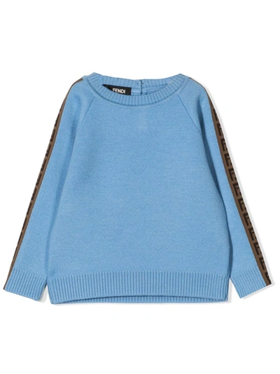 Shop Fendi Blue Virgin Wool Sweater In Celeste