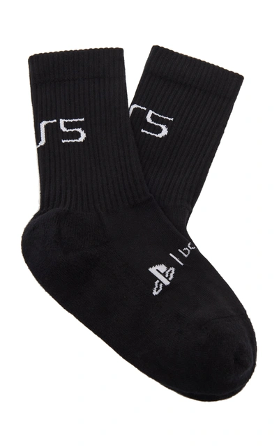 Shop Balenciaga Women's Ps5 Ribbed Cotton-blend Socks In Black