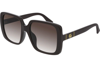 Shop Gucci Brown Gradient Square Ladies Sunglasses Gg0632sa 003 56