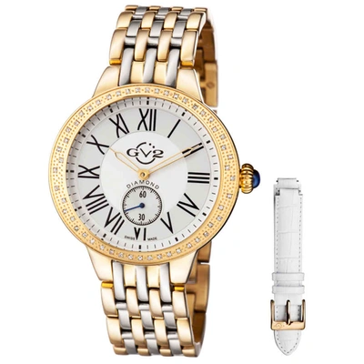 Shop Gv2 By Gevril Astor Quartz Diamond White Dial Ladies Watch 9105 In Two Tone  / Gold Tone / White