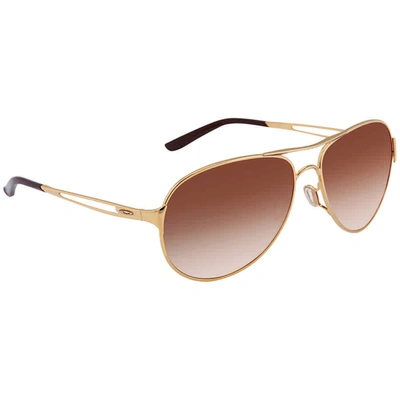 Shop Oakley Cohort Dark Brown Gradient Aviator Ladies Sunglasses Oo4054-405407-60 In Brown,gold Tone