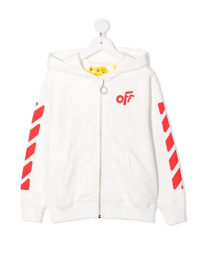 Shop Off-white Rounded-logo Cotton Hoodie In White