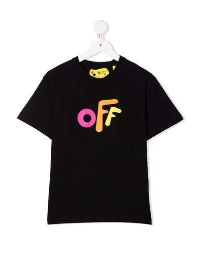 Shop Off-white Rounded Logo-print Cotton T-shirt In Black