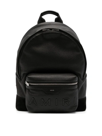 Shop Amiri Embossed Logo Leather Backpack In Black