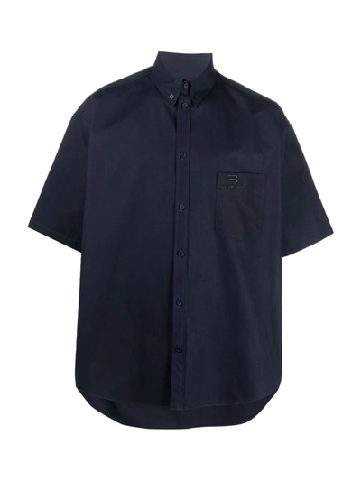 Shop Balenciaga Short-sleeve Shirt In Blue