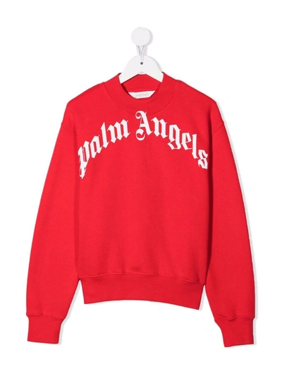 Shop Palm Angels Logo-print Cotton Sweatshirt In Red