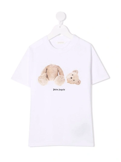 Shop Palm Angels Bear Logo-print T-shirt In White