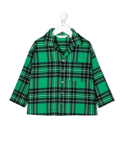 Shop Palm Angels Check-print Cotton Shirt In Green