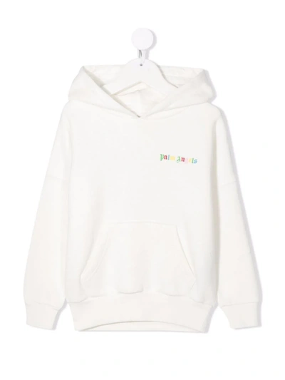 Shop Palm Angels Logo-print Cotton Hoodie In White