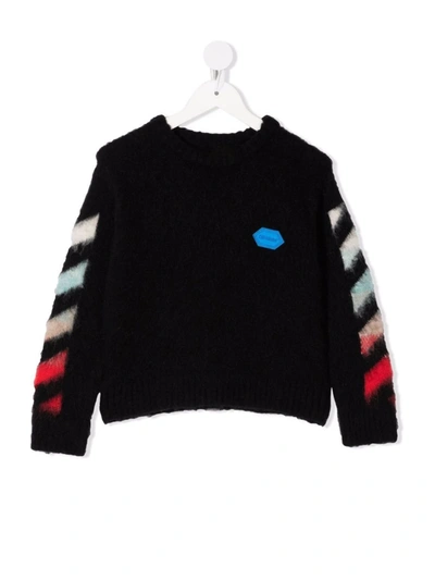 Shop Off-white Graphic-print Knitted Jumper In Black