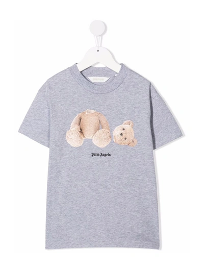 Shop Palm Angels Teddy Bear Logo T-shirt In Grey