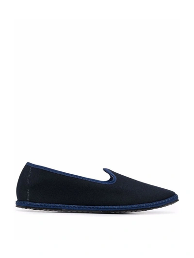 Shop Vibi Venezia Flat Sole Cotton Loafers In Blue
