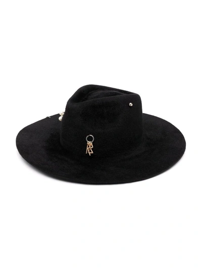 Shop Ruslan Baginskiy Pierced Felt Fedora Hat In Black