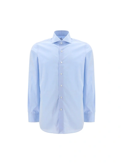 Shop Finamore 1925 Napoli Classic Collar Shirt In Blue