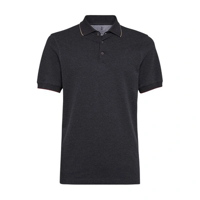 Shop Brunello Cucinelli Slim Fit Polo Shirt In Anthracite