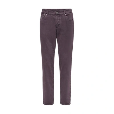 Shop Brunello Cucinelli Traditional Fit Five-pocket Trousers In Myrtille
