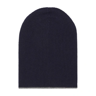 Shop Brunello Cucinelli Cashmere Beanie In Bleu Marine