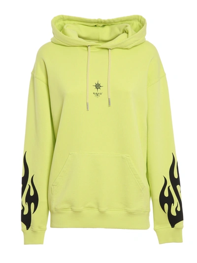 Givenchy Flame Print Hooded Sweatshirt Acid Yellow In Yellow