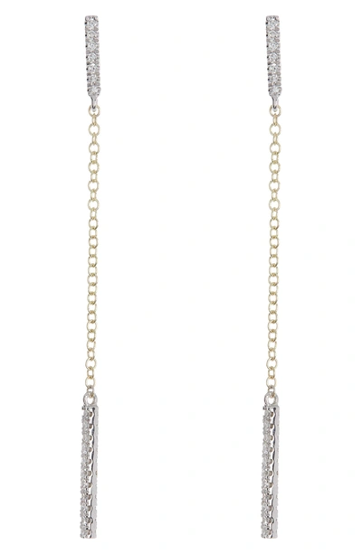 Shop Meira T Two-tone 14k Gold Diamond Bar Linear Drop Earrings In Yellow Gold