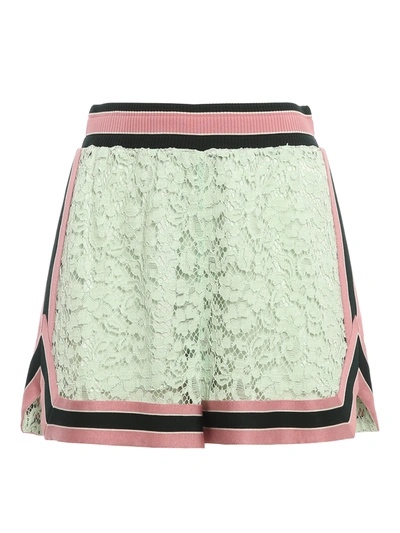 Shop Dolce & Gabbana Lace Shorts In Light Green