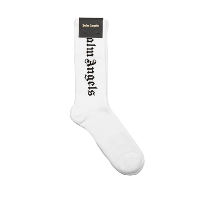 Shop Palm Angels Vertical Logo Socks In White