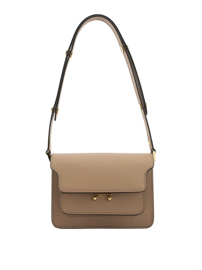 Shop Marni Saffiano Leather Trunk Mini Bag In Light Brown