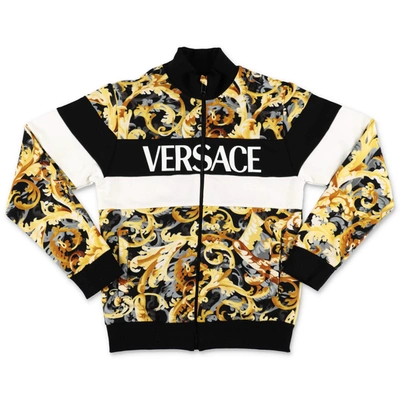 Shop Versace Kids Logo Barocco Printed Jacket In Multi